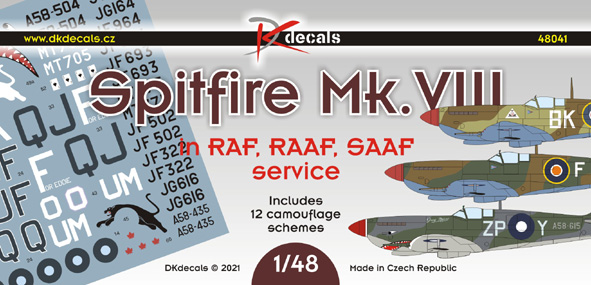 Spitfire Mk.VIII in RAF, RAAF, SAAF service (12 camo schemes) DK48041