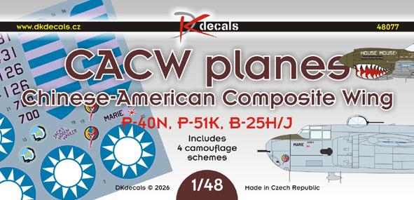 CACW planes  Chinese- American Composite Wing (P-40N, P-51K, B-25H/J)  (4 schemes)  DK48077