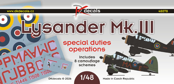 Lysander Mk.III Special Duties Operations   (8 schemes)  DK48078