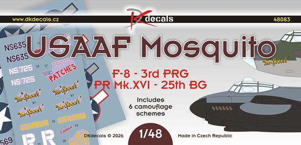 USAAF Mosquitoes (F8 - 3rd PRG, PR MKXVI - 25BG (5 Camo Schemes) DK48083
