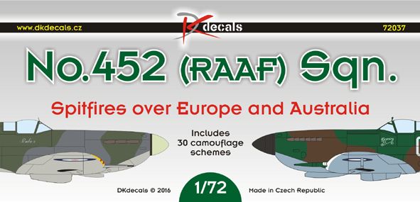 No452 (RAAF) squadron, Spitfires over Europe and Australia (31 schemes)  DK72037