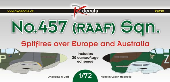 No457 (RAAF) squadron, Spitfires over Europe and Australia (30 schemes)  DK72039