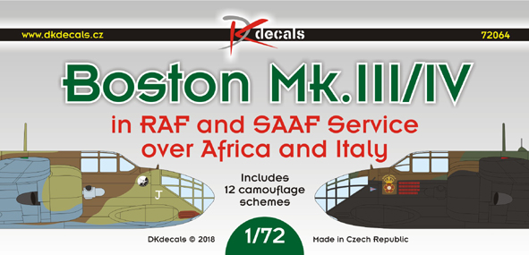 Boston MK/II/IV in RAF and SAAF Service over Africa and Italy (12 camo schemes)  DK72064