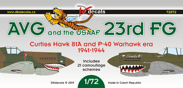 AVG and the USAAF 23rd FG, Curtiss Hawk 81A and P40 Warhawk era (21 camo schemes) (REISSUE) DK72072