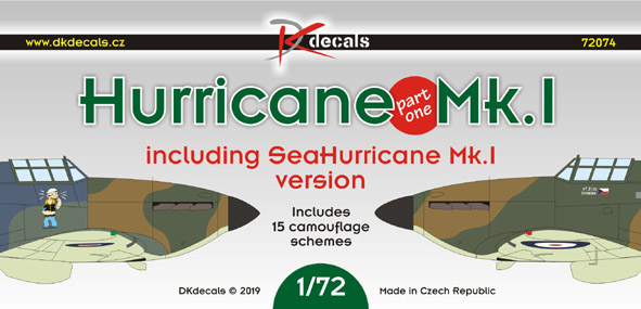Hawker Hurricane MK1 part 1  including Sea Hurricane  (15 camo schemes)  DK72074