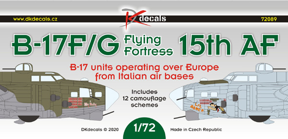 B17F/G Flying Fortress 15th AF, B17's operating over Europe operating from Italian Bases (12 camo schemes)  DK72089