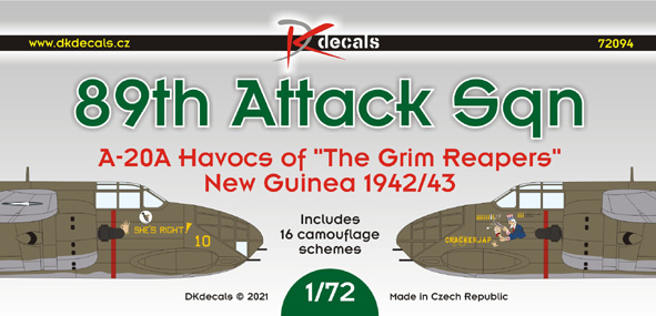 89th Attack Squadron USAAF, A20A Havocs of the Grim Reapers over New Guinea 1942-1943 (11 camo schemes) DK72094