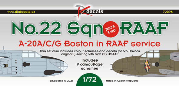 No22 Sq RAAF part 2 A20A/C/G Boston in RAAF Service (9 camo schemes) DK72096