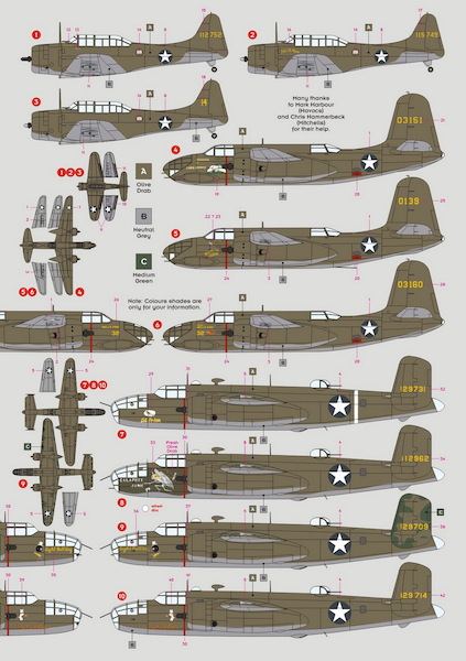 3rd Attack Group 'The Grim Reapers"1942 (A24, A20A and B25C/D (!0 schemes)  DK72103