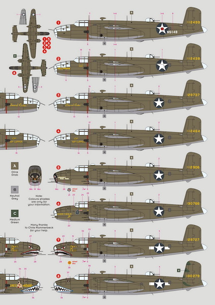 3rd Attack Group 'The Grim Reapers"1942 (B25C/D Mitchell) (8 schemes) DK72104