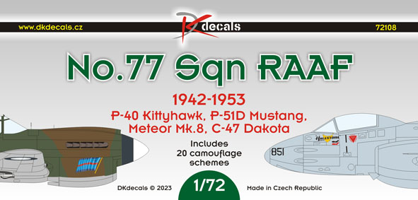 No77 Sq. RAAF 1942-1953 (P-40E/K/N, P-51, Meteor Mk.8, C-47B) (20 camo schemes) DK72108