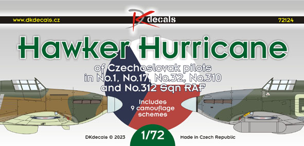Hurricanes Of Czechoslovak Pilots In No1, No17 and no32 Sq RAF (9 schemes) DK72124