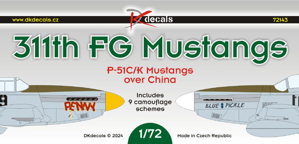 311th FG P51C/K Mustangs over China (9 schemes) DK72143