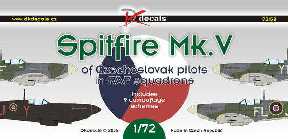 Spitfire Mk.V of Czechoslovak pilots in RAF squadrons (8 Schemes) DK72158