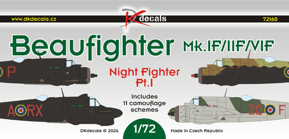 Beaufighter Nightfighters Pt.1  (11 Schemes)  DK72160