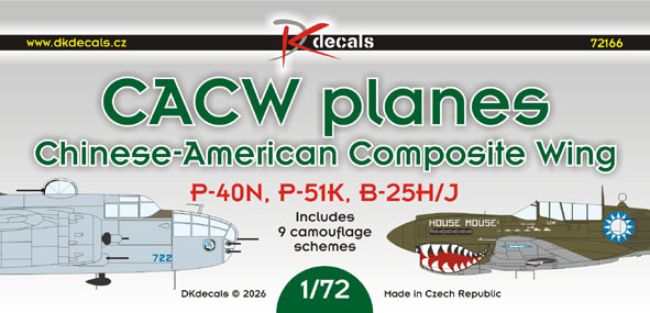 CACW planes  Chinese- American Composite Wing (P-40N, P-51K, B-25H/J)  (9 schemes)  DK72166
