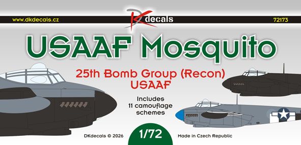 USAAF Mosquitoes 25BG Reconnaissance (11 Camouflage schemes) DK72173