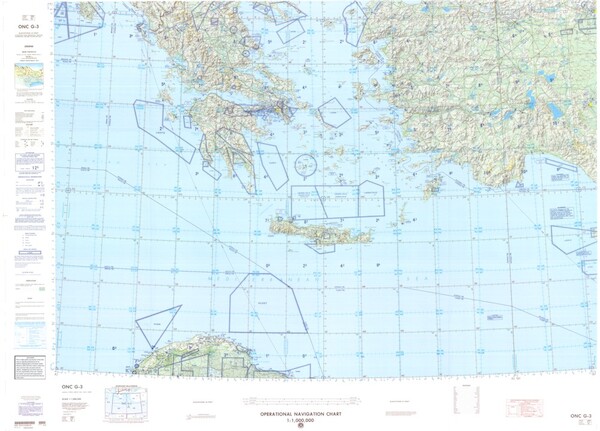 ONC G-3: Available:: Operational Navigation Chart for Greece,Libya,Turkey,Albania. Available ! additional charts available within five working days. E-mail your requirements. ONC G-3