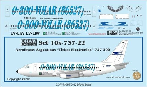 Boeing 737-200 (Aerolineas Argentina "ticket Electronico") 44-737-22