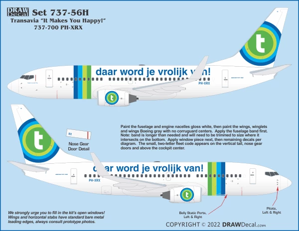 Boeing 737-700 (Transavia New Colours with slogan  "Daar word je vrolijk van!")  44-737-56H