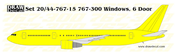 Boeing 767-300 Windows. 8 door variant 2 overwing exits  44-767-15