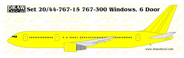Boeing 767-300 Windows. 8 door variant 2 overwing exits 44-767-15