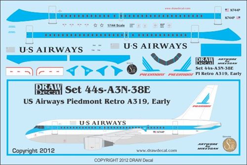 A319 (US Airways Piedmont Retrojet Early) 44-A3N-38E
