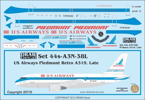 A319 (US Airways Piedmont Retrojet Late)  44-A3N-38L