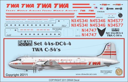 Douglas C54 Skymaster (TWA) 44-DC4-4