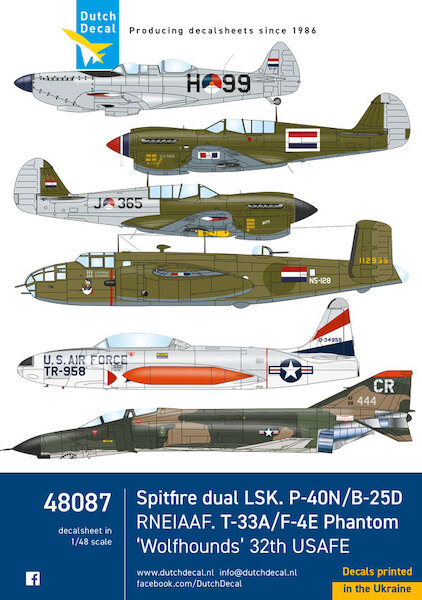 Spitfie dual LSK ,P40N and B25D RNEIAF, F4E and T33 32TFS Soesterberg  DD48087