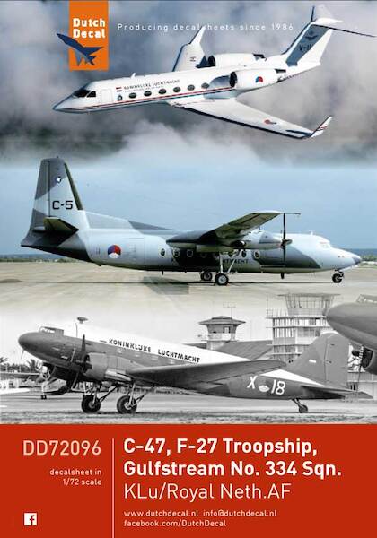 C47 Dakota, F27M Troopship, Grumman Gulfstream (334sq KLu) DD72096
