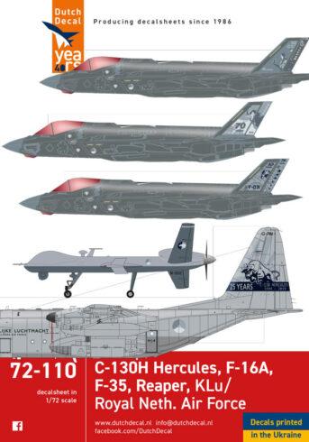 C130H Hercules, F16A Fighting Falcon, F35A Lightning II , MQ9 Reaper (KLu, Royal Netherlands Air Force) DD72110