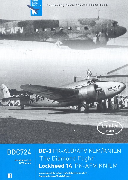 Douglas DC-3 'Oehoe' PK-ALO/PK-AFV, Lockheed L14 Electra PK-AFM (KNILM) DDC724
