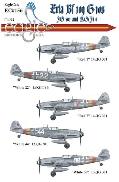 Erla Messerschmitt BF109G-10's (JG301, KG(J)6)  EC-32-156