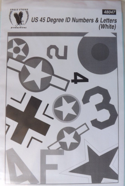 US 45 Degree ID Numbers & Letters (White) ES48047