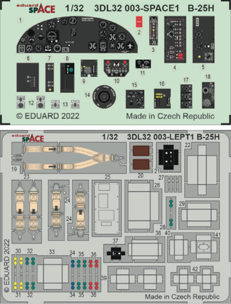 SPACE 3D Detailset B25H Mitchell (Hong Kong Models)  3DL32003