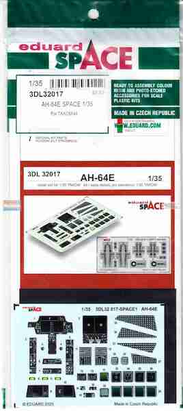 SPACE 3D Detailset AH64E Apache Instrument Panels and seatbelts (TAKOM) 3DL32017