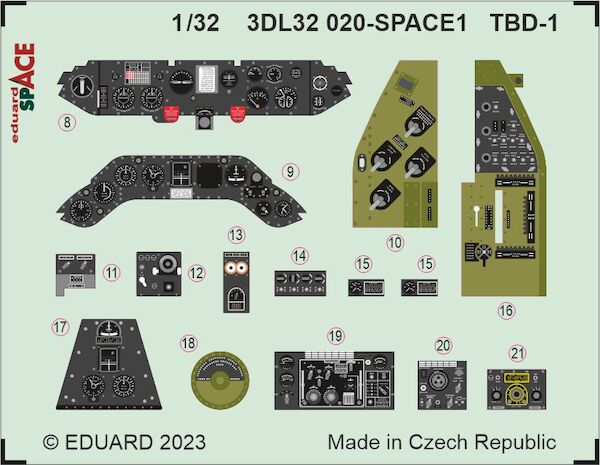 SPACE 3D  Detailset TBD1 Devastator Instrument Panels and seatbelts (Trumpeter)  3DL32020