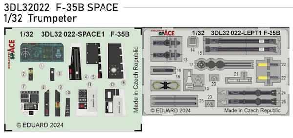 SPACE 3D  Detailset F35B Lightning II - Instrument Panels and seatbelts (Trumpeter)  3DL32022