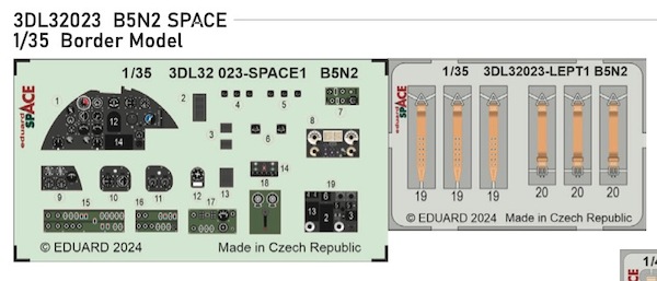 SPACE 3D  Detailset B5N2 "Kate" - Instrument Panels and seatbelts (Border Model)  3DL32023