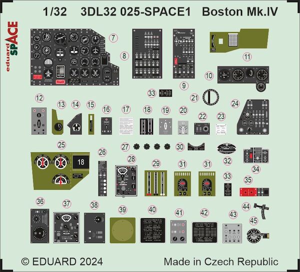 SPACE 3D Detailset Douglkas Boston MKIV Instrument Panels and seatbelts (Hong Kong Models) 3DL32025