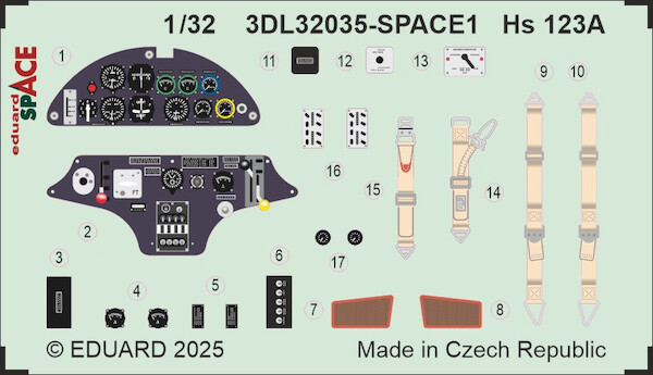 SPACE 3D  Detailset  Henschel HS123A seatbelts and instrument panels (ICM)  3DL32035