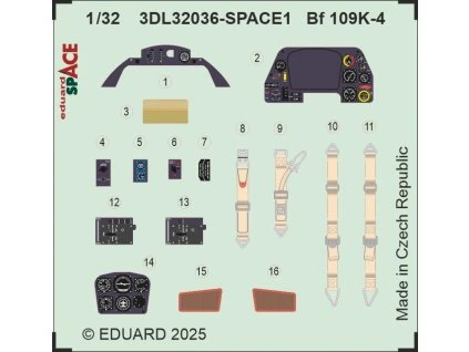 SPACE 3D  Detailset  Messerschmitt BF109K-4 seatbelts and instrument panels (Kotare)  3DL32036