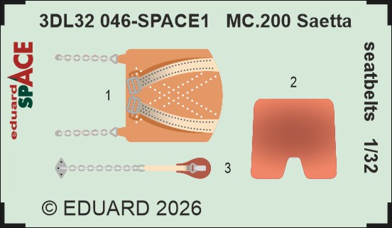 SPACE 3D  Detailset  Macchi MC200 Saeta Seatbelts (Italeri)  3DL32046