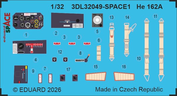 SPACE 3D  Detailset  Heinkel He162 (Hobby 2000)  3DL32049