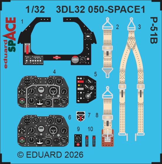 SPACE 3D  Detailset  P51B Mustang (Eduard)  3DL32050