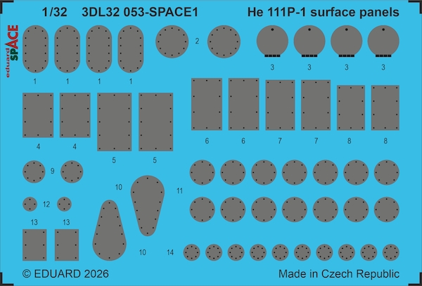 SPACE 3D  Detailset  Heinkel He111P-1 surface panels  (Revell)  3DL32053