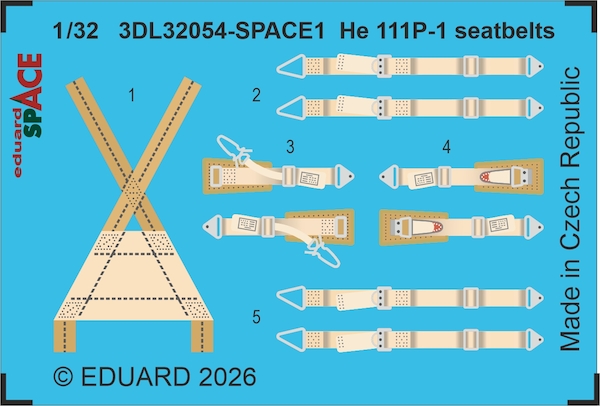 SPACE 3D  Detailset  Heinkel He111P-1 seatbelts  (Revell)  3DL32054