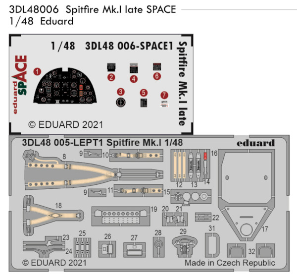 SPACE 3D Detailset Spitfire MKI late (Eduard) 3DL48006
