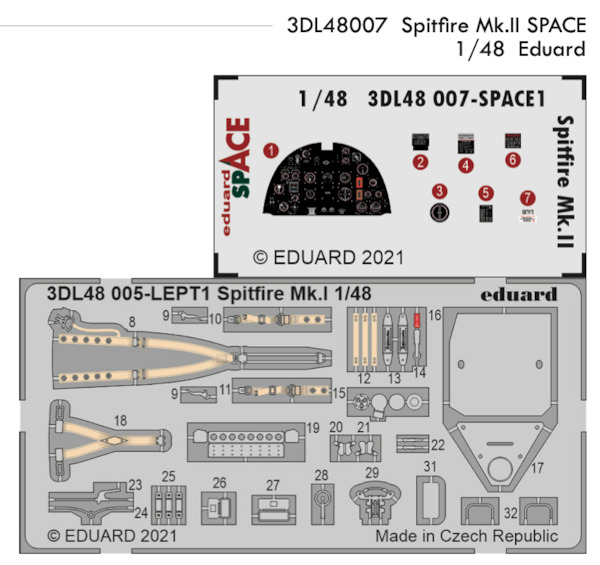 SPACE 3D Detailset Spitfire MKII (Eduard) 3DL48007